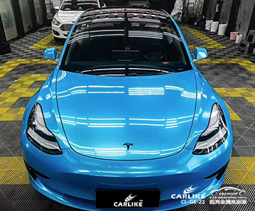 CARLIKE卡莱克™CL-GE-22特拉斯超亮金属亮丽蓝福州车身贴膜施工案例