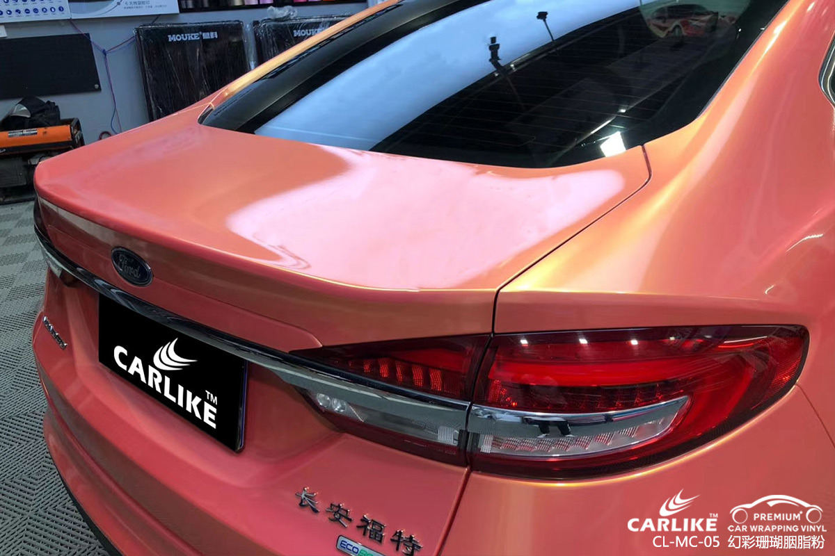 CARLIKE卡莱克™CL-MC-05长安福特幻彩珊瑚胭脂粉全车改色膜金昌施工效果图