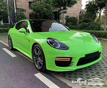 CARLIKE卡莱克™CL-SV-28保时捷超亮水晶苹果绿车身改色膜北京贴膜案例图