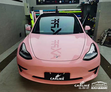 CARLIKE卡莱克™CL-SV-37特斯拉超亮水晶胭脂粉汽车改色膜济南贴膜案例图