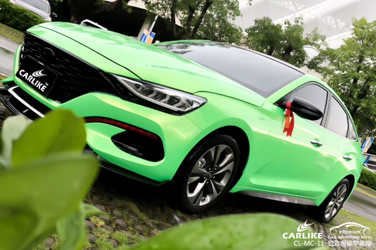 CARLIKE卡莱克™CL-MC-11现代幻彩珊瑚苹果绿车身改色膜安顺贴膜案例图