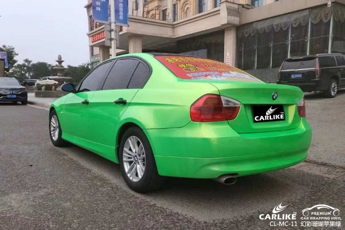 CARLIKE卡莱克™CL-MC-11宝马幻彩珊瑚苹果绿汽车改色膜随州贴膜案例图