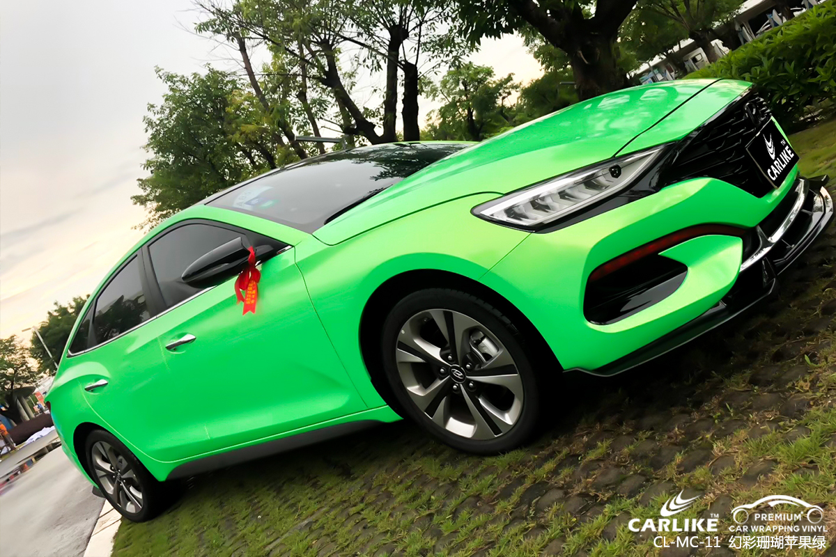 CARLIKE卡莱克™CL-MC-11现代幻彩珊瑚苹果绿车身改色膜安顺贴膜案例图