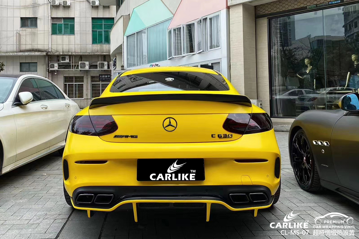 CARLIKE卡莱克™CL-MS-07奔驰超哑绸缎热浪黄汽车改色膜鄂州贴膜案例图