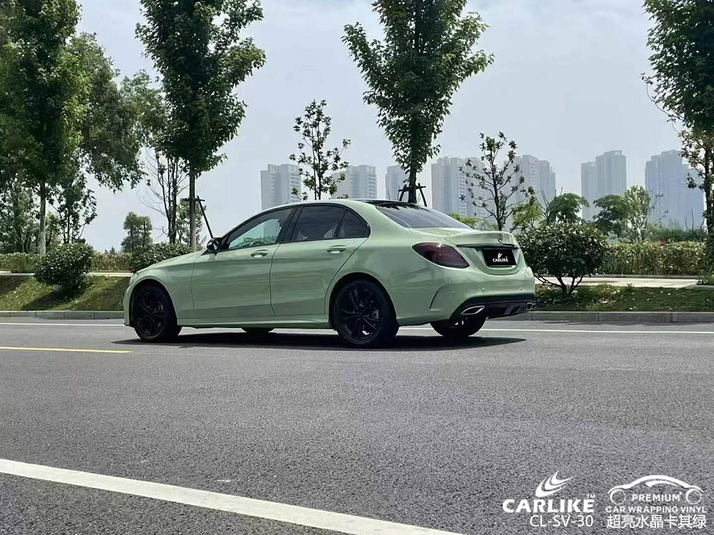 CARLIKE卡莱克™CL-SV-30奔驰超亮水晶卡其绿全车贴膜施工