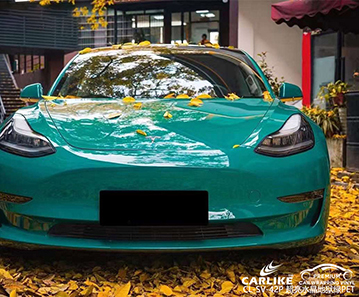 CARLIKE卡莱克™CL-SV-42P特斯拉超亮水晶地狱绿PET全车改色